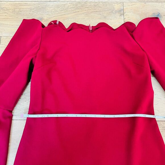 Dark Red Mini Dress Medium Off Shoulder Bell Sleeve Renaissance Prom Gothic - Picture 11 of 16